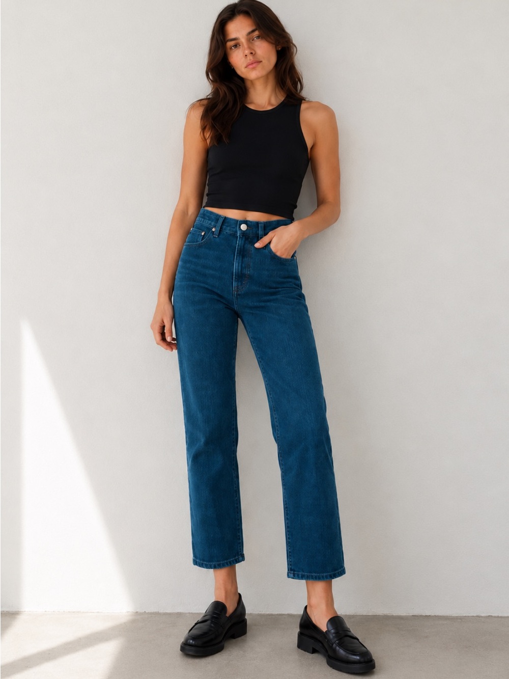 Levi’s Premium Ribcage Straight Ankle Corduroy Pants Turquoise Size 23